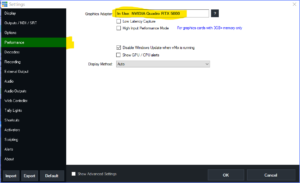 Set Windows 10 vMix GPU