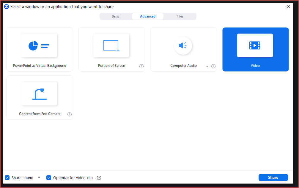 Share Screen Video Player Features
